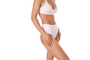 Beyaz iç çamaşırlı modeller güvenli, beyaz renkte izole edilmiş, PNG