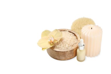Sağlık spa seti: Banyo tuzu ve yatıştırıcı mum, beyaz, PNG