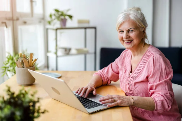 Portrait Smiling Mature Businesswoman Working Office — Stock Photo, Image