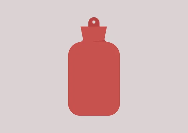 Una Botella Agua Caliente Goma Roja Aislada Calentador Cama — Vector de stock