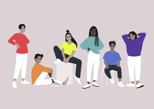 Mouvement Lgbt Jeunes Portant Des Pulls Colorés — Image vectorielle