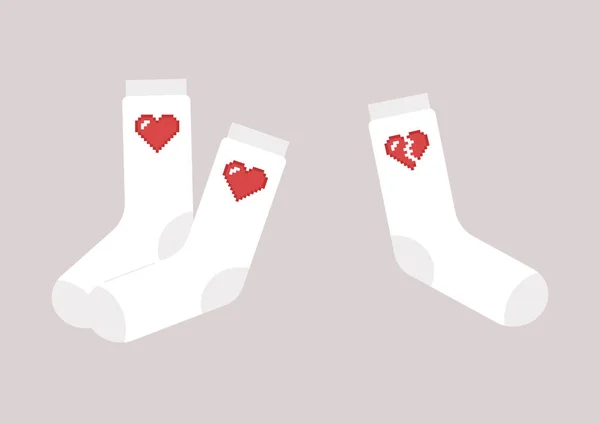 Eine Socke Ohne Paar Als Metapher Für Beziehungsschwierigkeiten Scheidung Und — Stockvektor