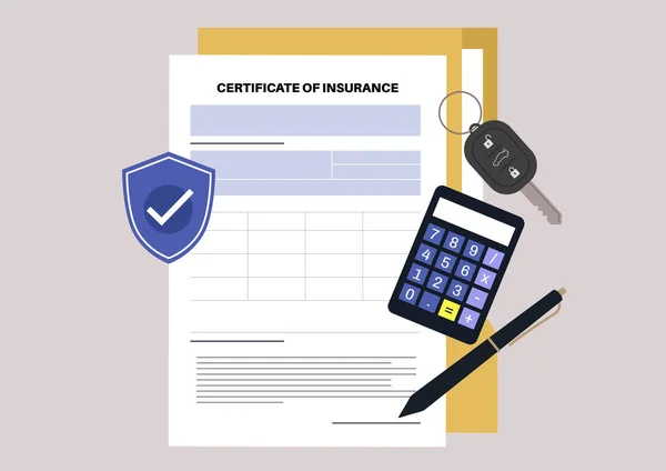 保险证书空白签名和担保 法律文件模板 — 图库矢量图片