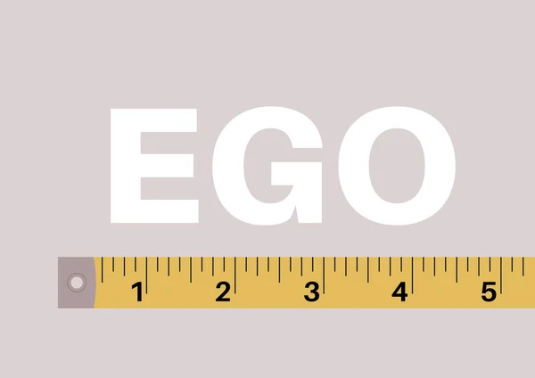 Ego Sign Measured Yellow Ruler Tape Inner World Concept — Stock Vector