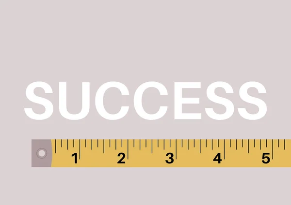 Yellow Ruler Tape Measuring Success Sign — Stock Vector