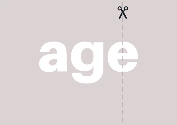 Una Línea Corte Sobre Signo Edad Procedimientos Antienvejecimiento — Vector de stock
