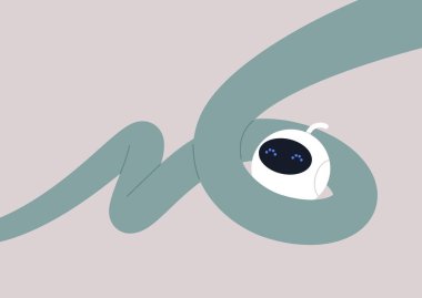 Soyut 3D kabloya yakalanmış bir robot, bir şablon