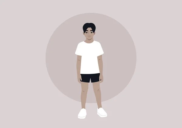 Egy Teljes Test Portré Egy Gyerekről Aki Alkalmi Sportruhát Visel — Stock Vector