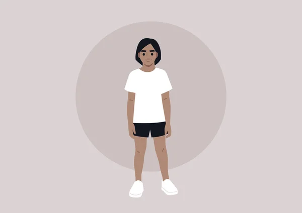 Spor Kıyafetleri Giymiş Bir Çocuğun Vücut Portresi — Stok Vektör