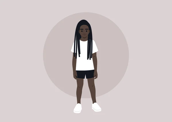 Spor Kıyafetleri Giymiş Bir Çocuğun Vücut Portresi — Stok Vektör