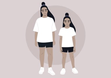 Anne kız ilişkileri, aynı saç kesimi ve kıyafetleri giyen iki karakter, farklı nesillerden akrabalar.