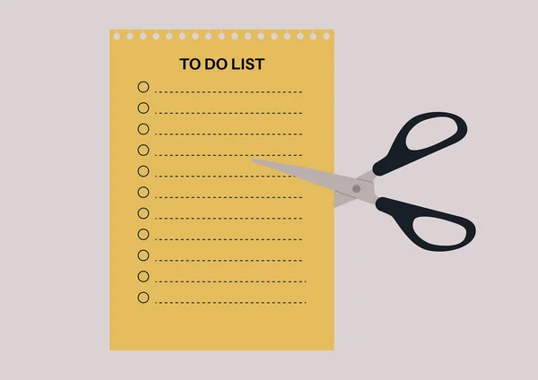 Cutting List Pair Scissors Order Prioritize Tasks Focus Important Goals — Stock Vector