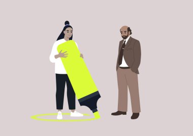 Genç Asyalı karakter, daha belirgin, sosyal mesafeli ve kişisel sınırları olan bir çember çiziyor.