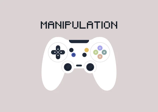 心理的隠喩 操作と制御のためのツールとして使用されるゲームコントローラ — ストックベクタ