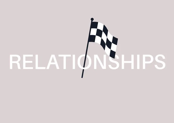 Conclusion Relationships Depicted Checkered Black White Flag Symbolizing Concept Breakup — Stock Vector