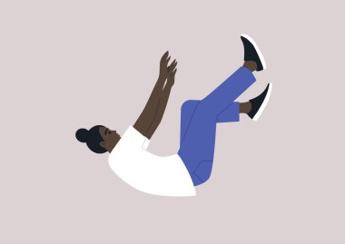 Genç bir karakter serbest düşüşte, umutsuz ve ilgisiz hissederek dibe vuruyor.