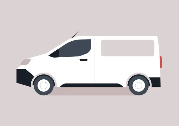 Obraz Furgonetki Widoku Bocznym Przedstawiający Typowy Pojazd Kurierski Służący Dostarczania Ilustracja Stockowa