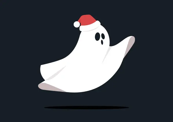 Spooky Yet Cute Ghost Christmas Wearing Santa Hat Xmas Carol Stock Vector
