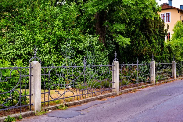 White Iron Fence Front House Tree Background Germany — Stock Photo, Image