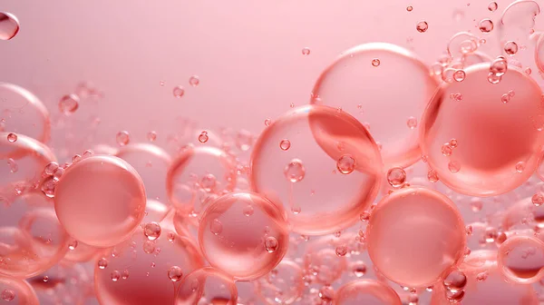 soap bubbles on pink background.