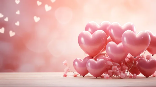 heart shaped balloons with copy space