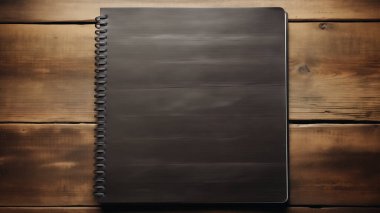 Tahta masadaki siyah boş defter.. 