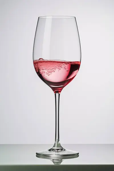 glass of rose wine on white background