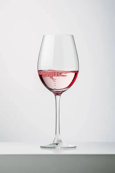 glass of rose wine on white background
