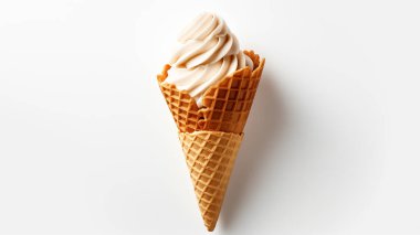  Hafif arka planda gözleme külahında vanilyalı dondurma..