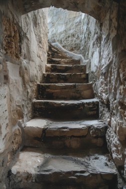 Eski şehrin eski taş merdivenleri 