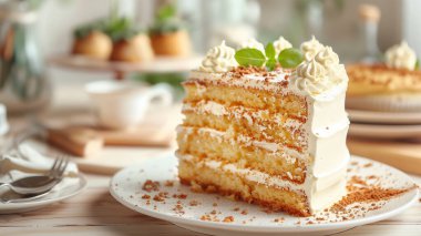 Kremalı ve naneli kek.