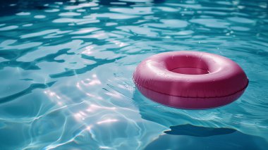 Suda yüzen pembe yüzme yüzüğü.