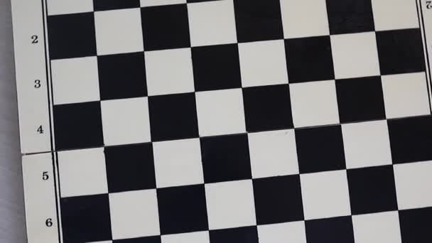 Chessboard Combination White Black Wooden Chess Figures Top View High — Vídeo de Stock
