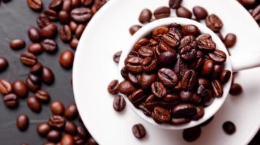 Close up of coffee beans. Fragrant coffee beans