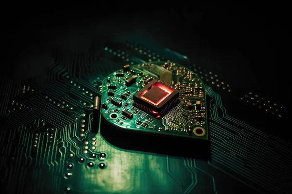 Processador Placa Circuito Eletrônico Forma Coração — Fotografia de Stock