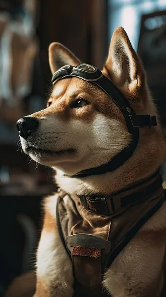 Портрет Собаки Шиба Іну Окулярами Авіаторами — стокове фото