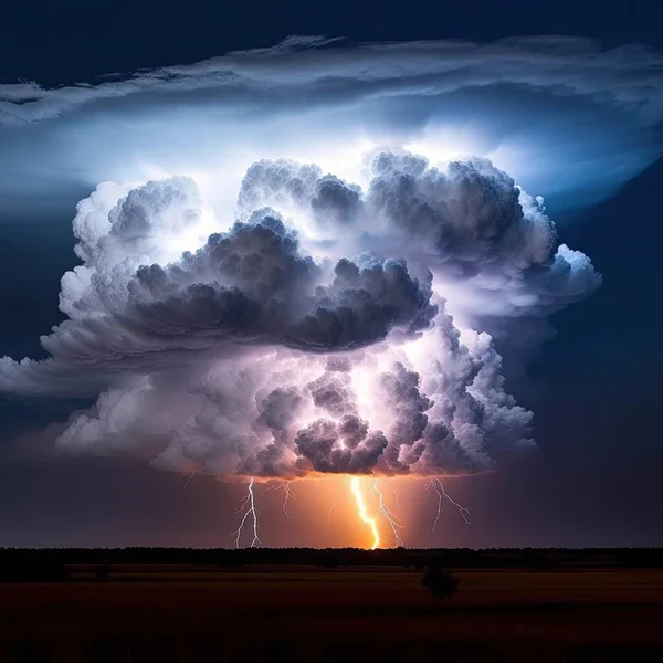 clouds, lightning and storm over the land