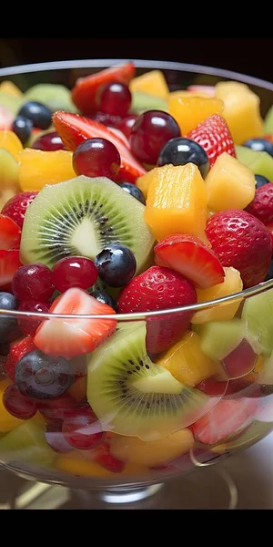 Färsk Och Välsmakande Fruktsallad Skål — Stockfoto