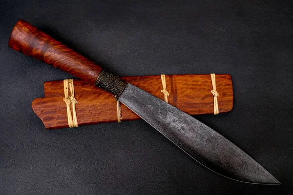 Нож Коренного Таиланда Нож Деревянными Ножницами Ручной Работы Таиланде — стоковое фото