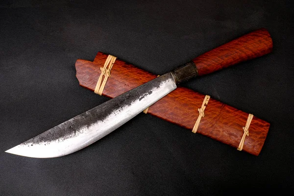 Μαχαίρι Της Native Ταϊλάνδη Μαχαίρι Ξύλο Θήκη Είναι Χειροποίητα Στην — Φωτογραφία Αρχείου