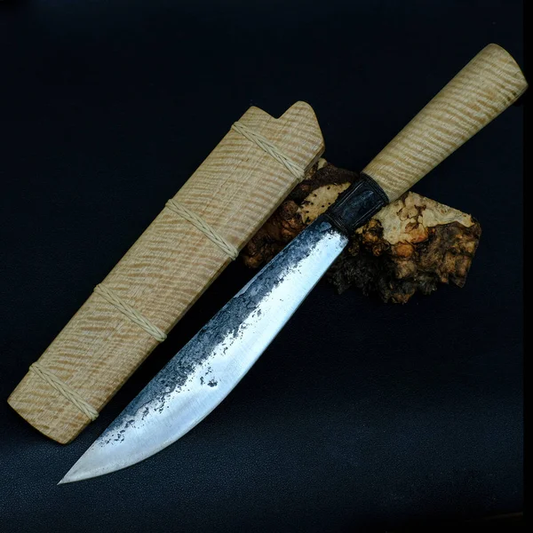 Спартанский Нож Деревянными Ножницами Ручной Работы Таиланде — стоковое фото
