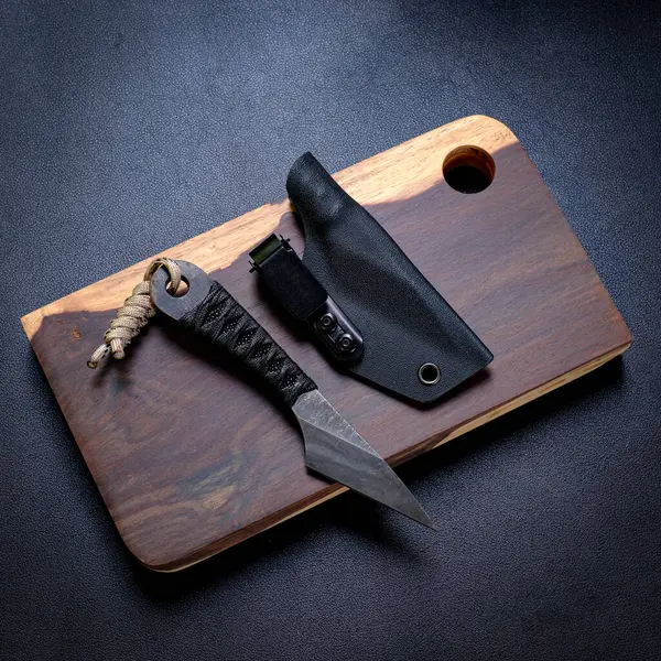 stock image Handmade kiridashi knife Japanese style on a black background