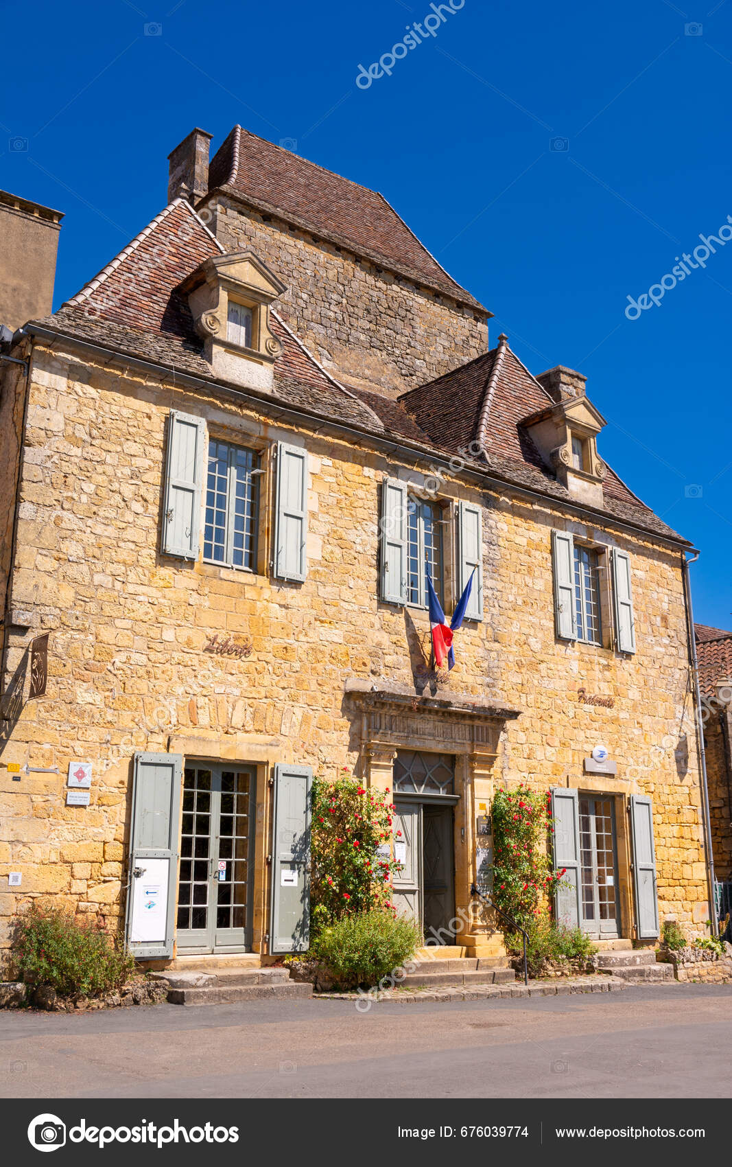 Domme France August 2023 Picturesque Street Stone Houses Historic