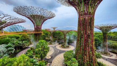 SINGAPORE - 8 Nisan 2025: Körfez ve Singapur 'daki Marina Körfezi Kumları' nın Bahçeleri