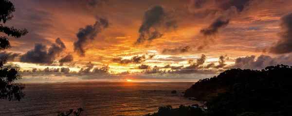 Panorama Aufnahme Des Sonnenuntergangs Manuel Antonio Costa Rica — Stockfoto
