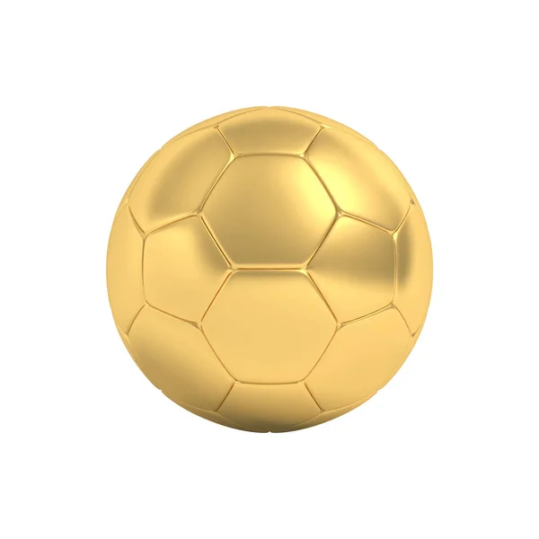 Golden Fotboll Bollen Isolerad Vit Bakgrund Illustration — Stockfoto