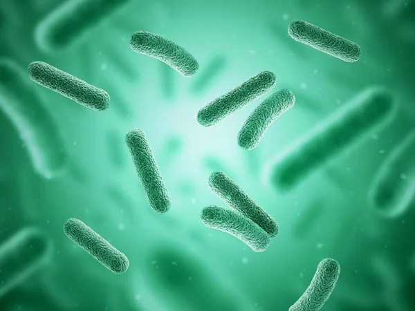 Bacteria. Bacterium. Green color. Prokaryotic microorganisms. 3d illustration.