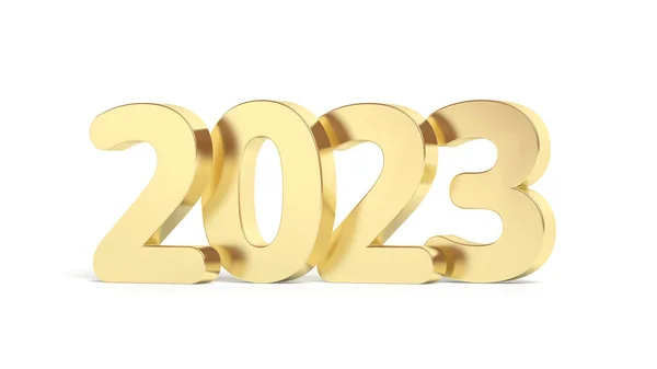 Año Nuevo 2023 Aislado Sobre Fondo Blanco Oro Ilustración — Foto de Stock
