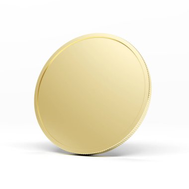 Beyaz arka planda izole edilmiş altın boş para. 3d illüstrasyon.