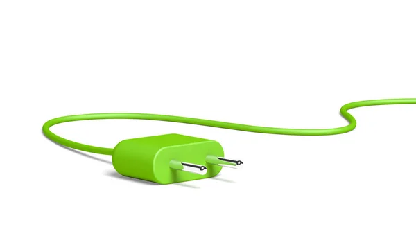 Grüner Netzstecker Isoliert Auf Weißem Hintergrund Elektrisch Grüne Energie Illustration — Stockfoto